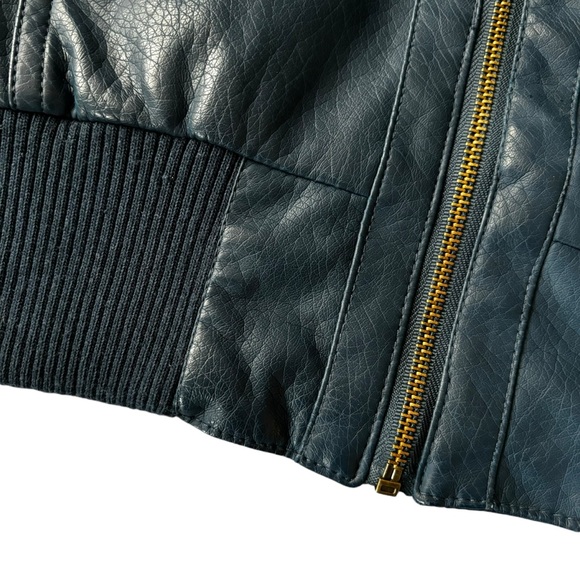 Moto Style Blue Faux Leather Jacket, Lined, Small Excellent Condition - Picture 9 of 15